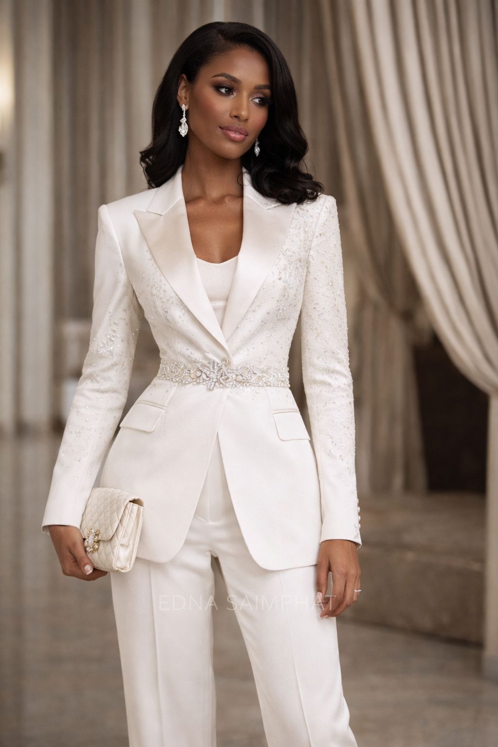 DUSTY ROSE / BLUSH PINK LUXURY EMBELLISHED BUSINESS SUIT