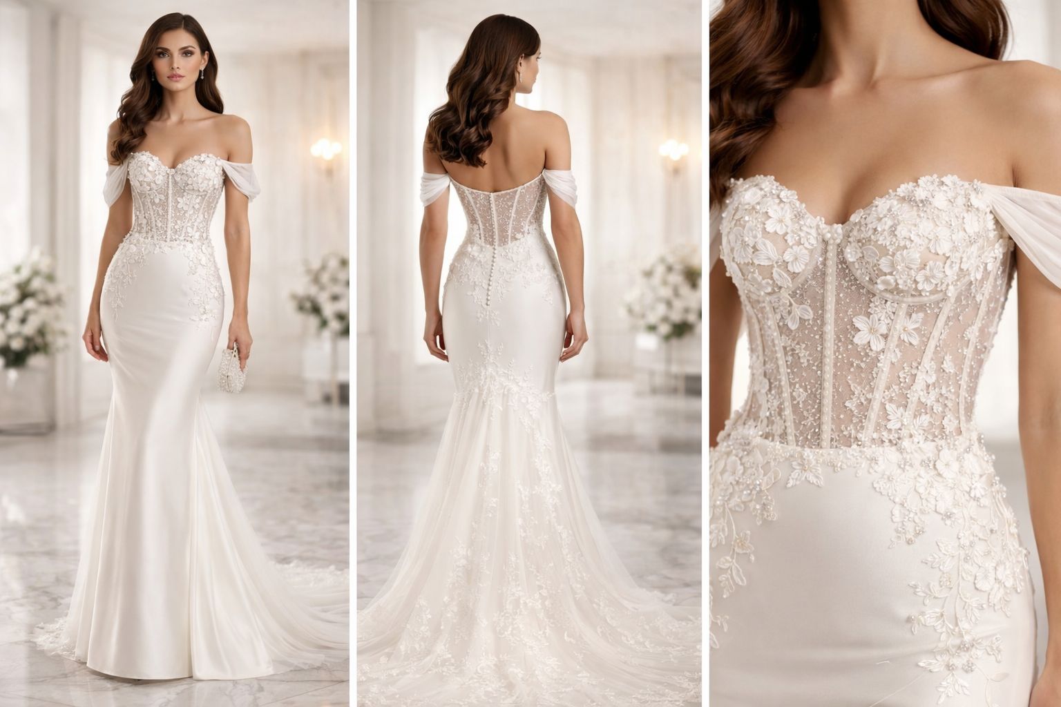 Sculpted Off Shoulder Bridal Gown