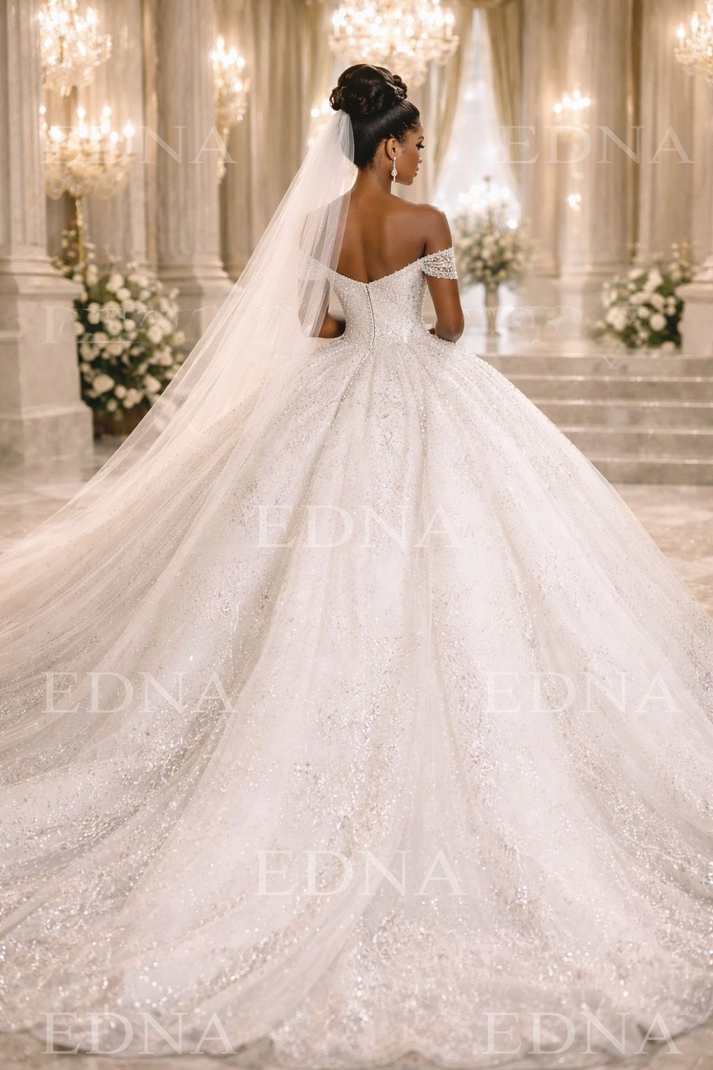 Luxury Pearl Ball Gown Wedding Dress – EDNA Collection