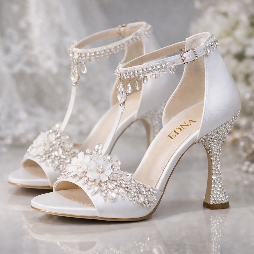 EDNA Floral Crystal Bridal Heel