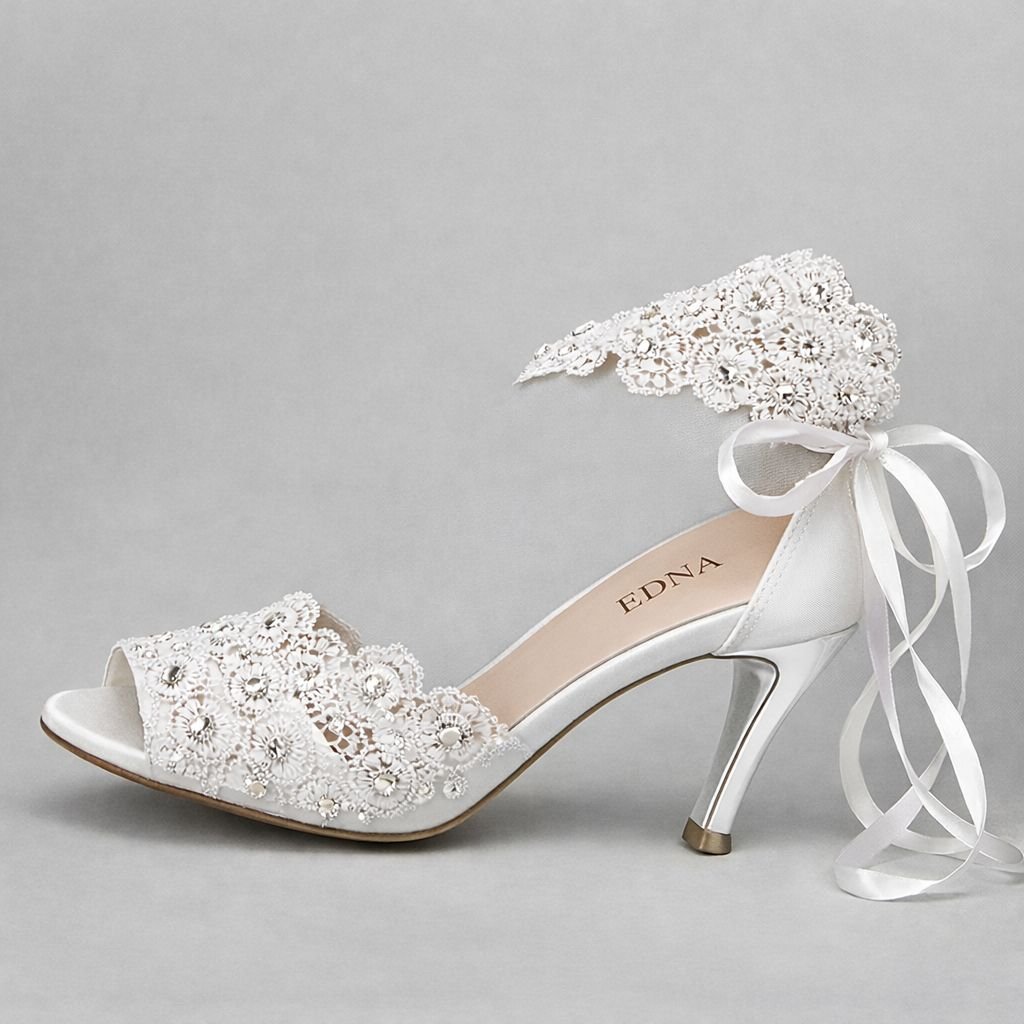 EDNA Lace Ribbon Bridal Stiletto