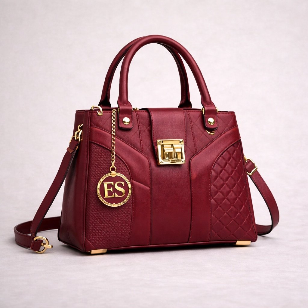 ES Burgundy Structured Handbag