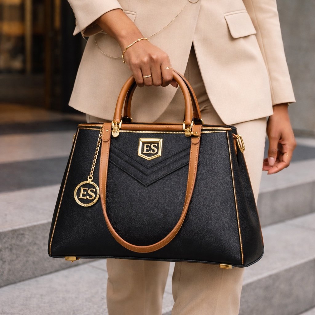 ES Executive Black & Tan Handbag