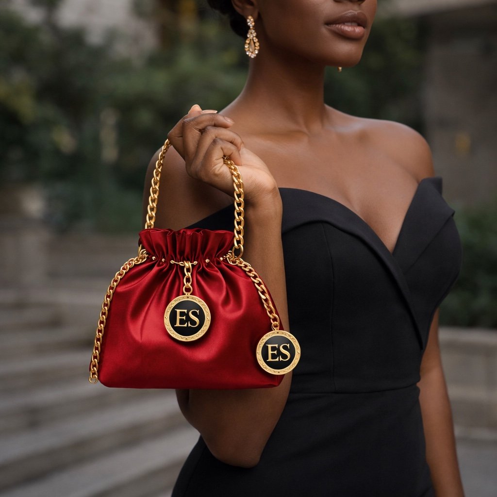 ES Rouge Satin Evening Bag